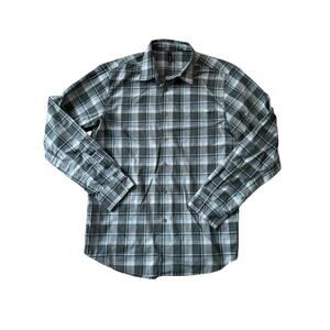 RVCA Button Down short sleeve Shirt, Blue, size, Medium, Slim Fit, Cotton Blend